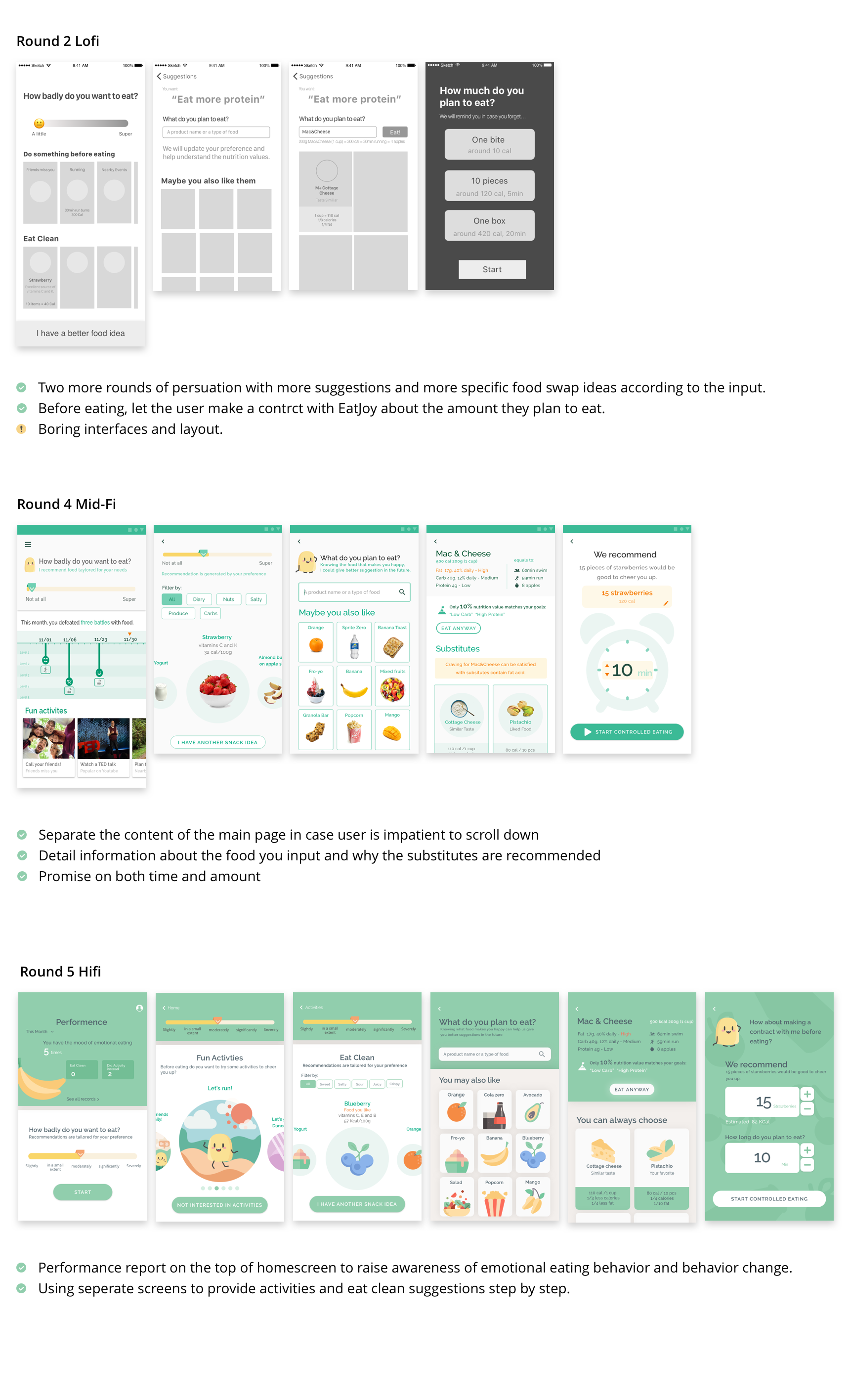 Iterations on Food Preference Settings